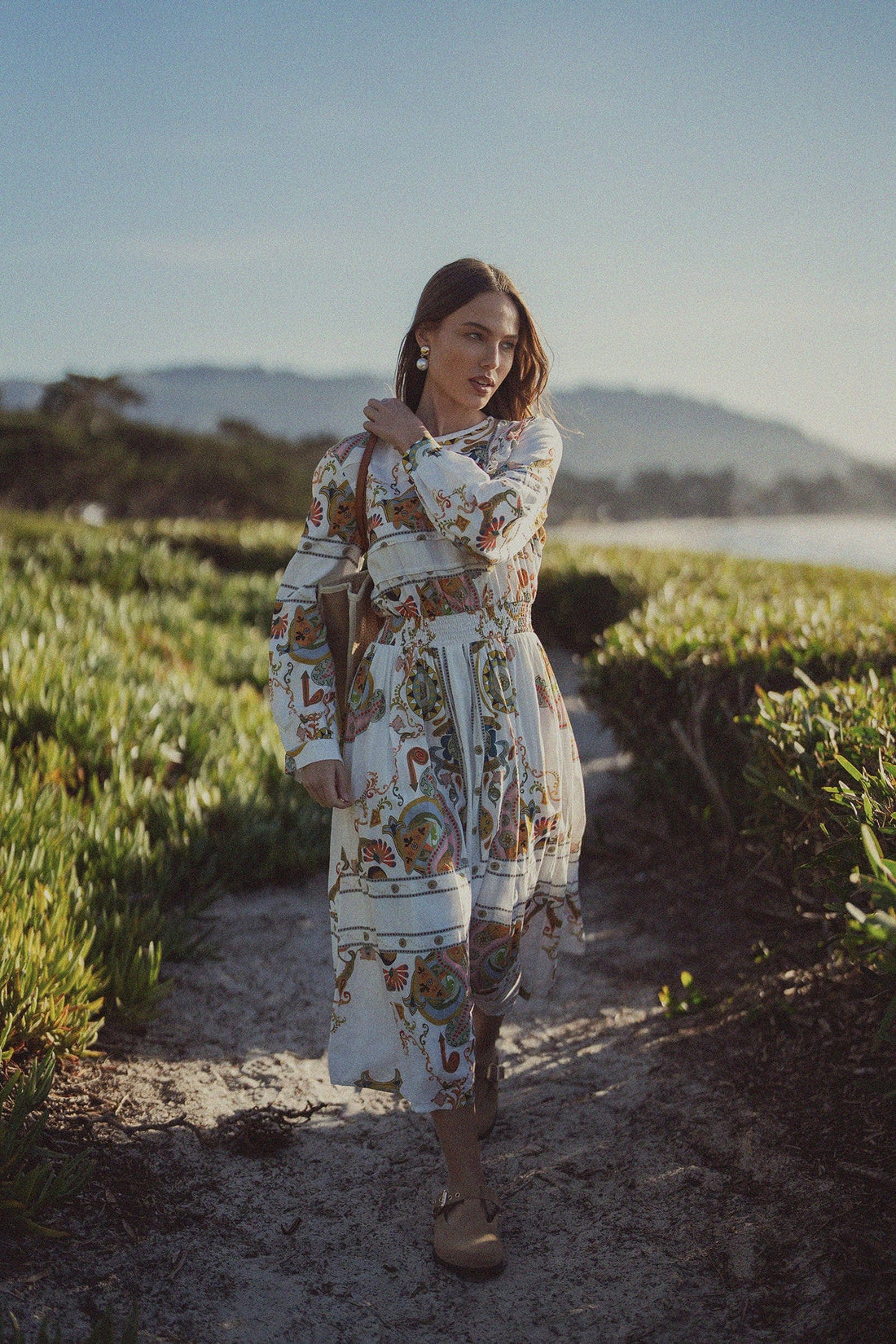 Smocked Waist Dress-Oriental Paisley