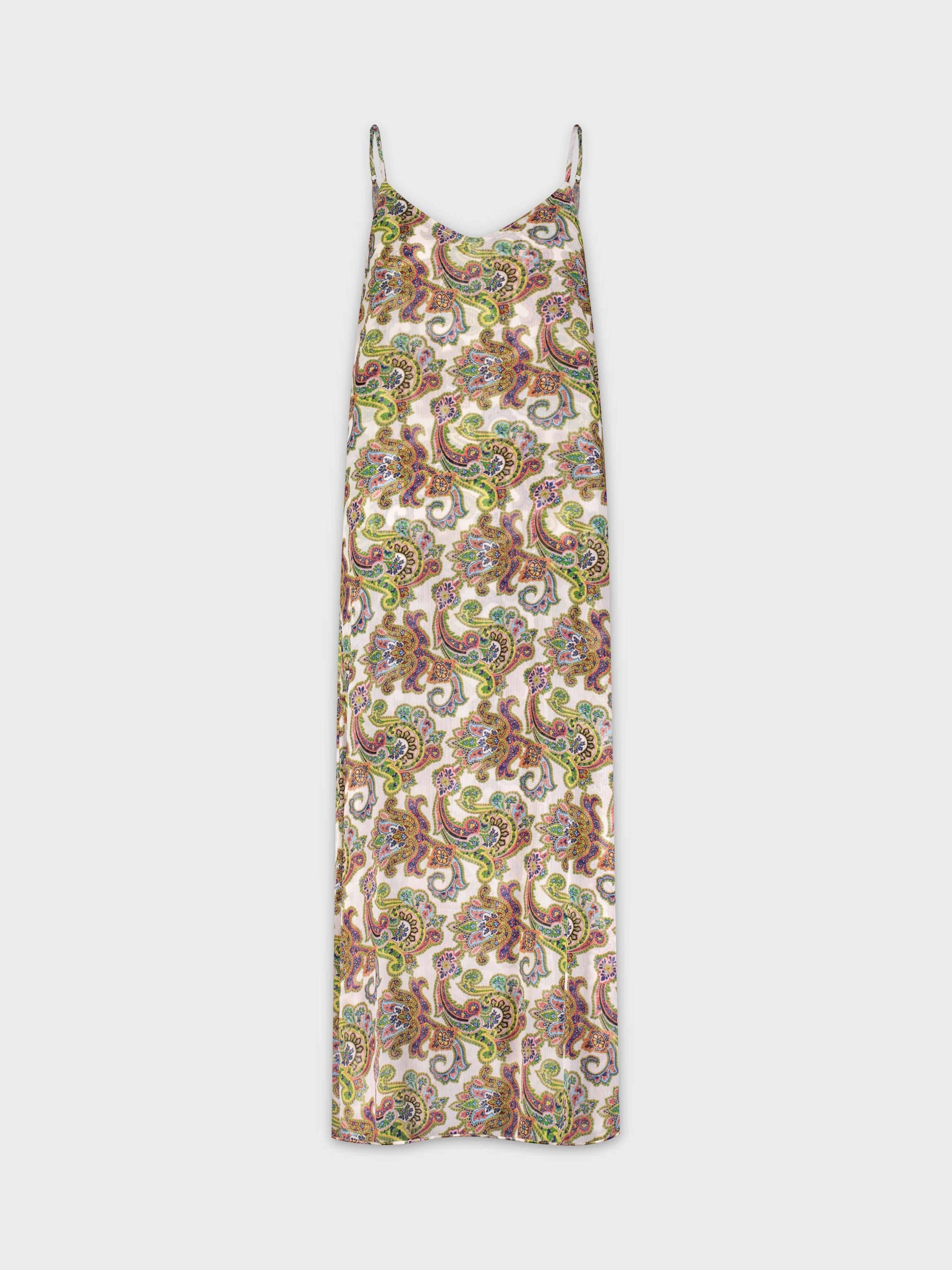 PRINTED V NECK LAYERING DRESS-PAISLEY