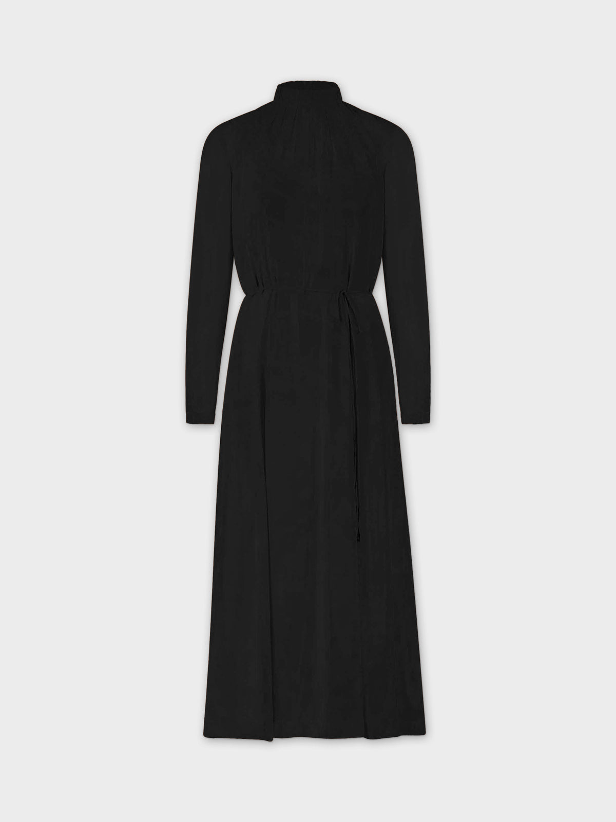 RUCHED COLLAR DRESS-BLACK