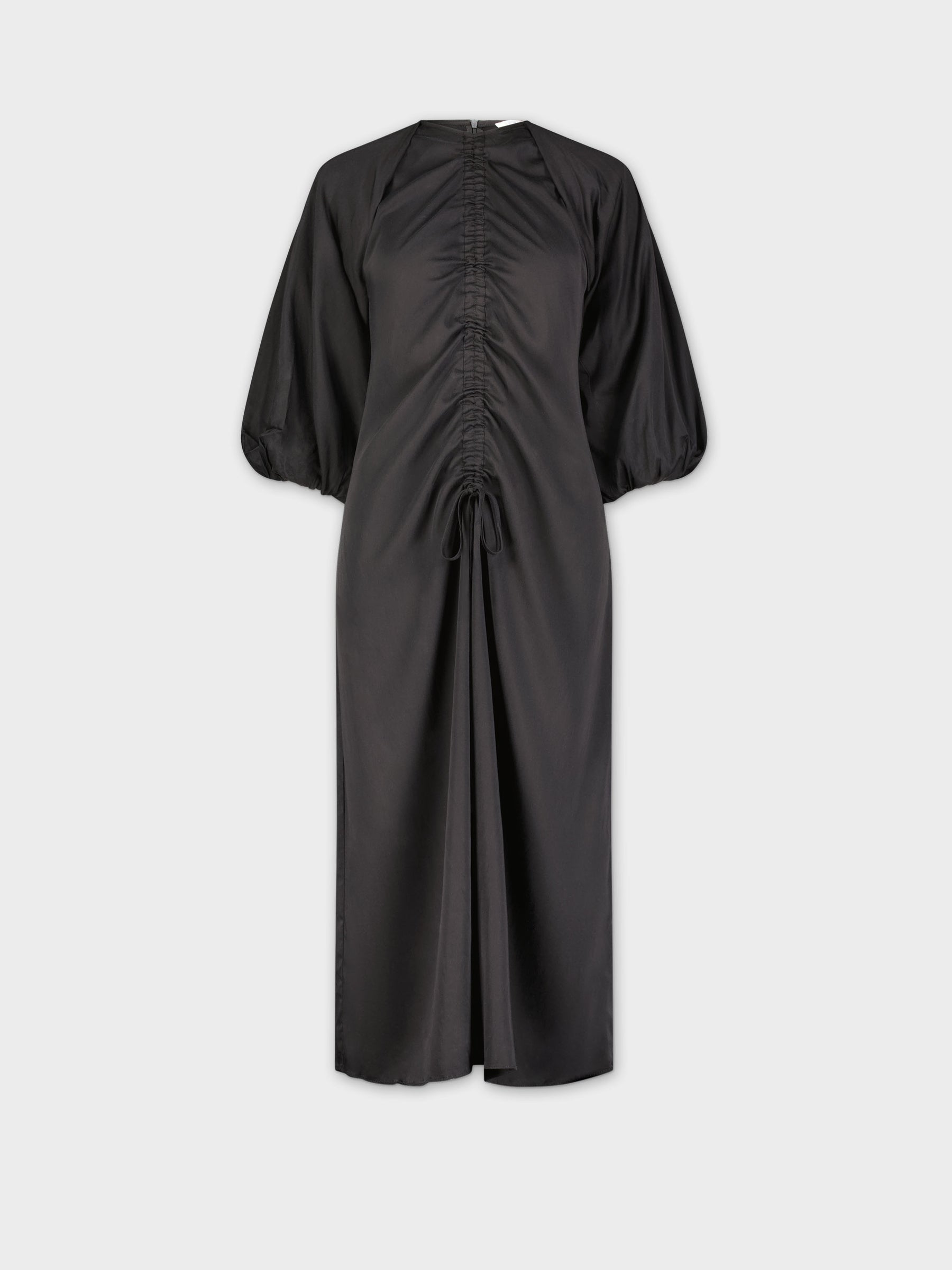FRONT SHIRRED DRESS-BLACK