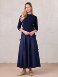 Scattered Bow Full Skirt-Navy