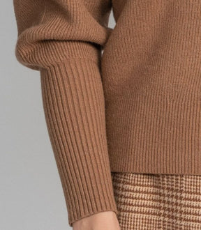 RIBBED SWEATER-BROWN