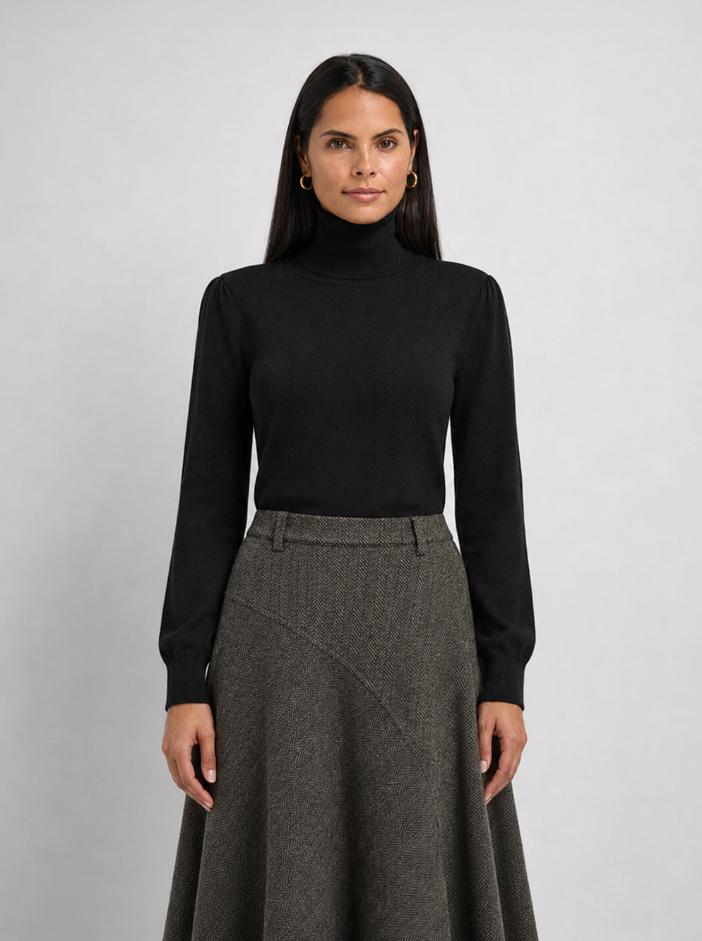 Shoulder Detail Turtleneck - Black