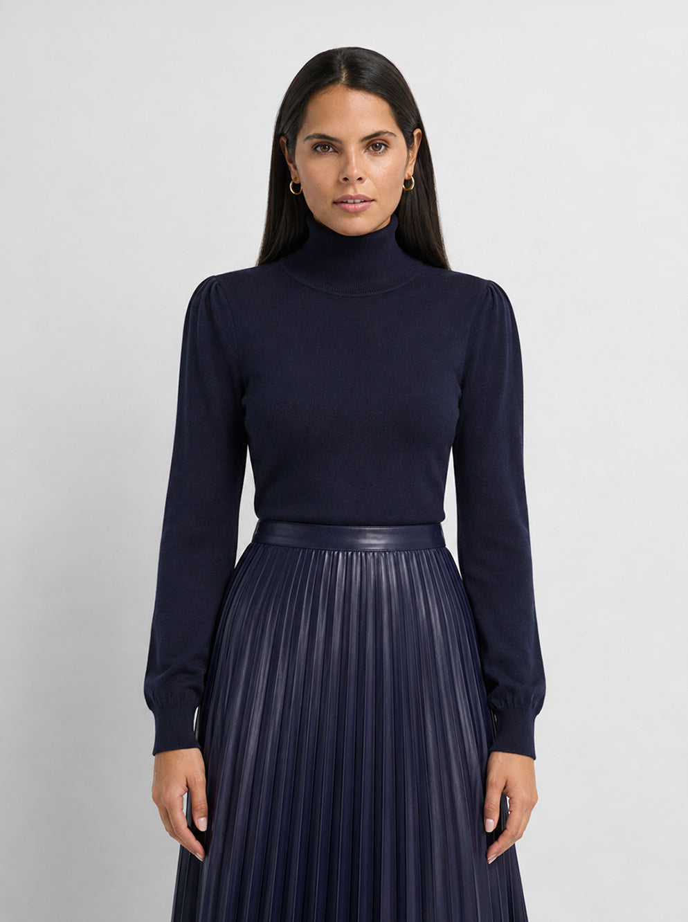 Shoulder Detail Turtleneck - Navy