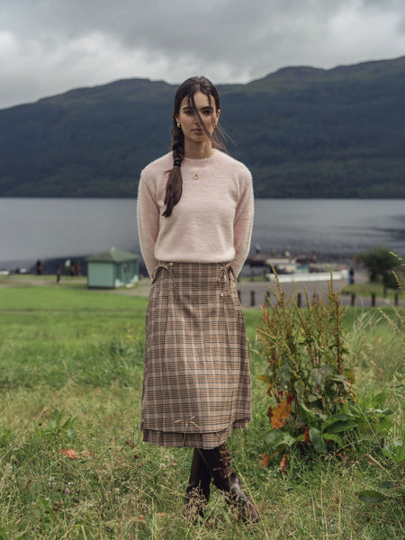 Side Bow Pleated Skirt-Pink Plaid – Fame on Central