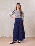 Side Buckle Denim Skirt-Blue