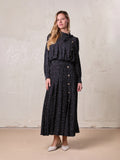 Side Button Pleat Dress-Polka Dot