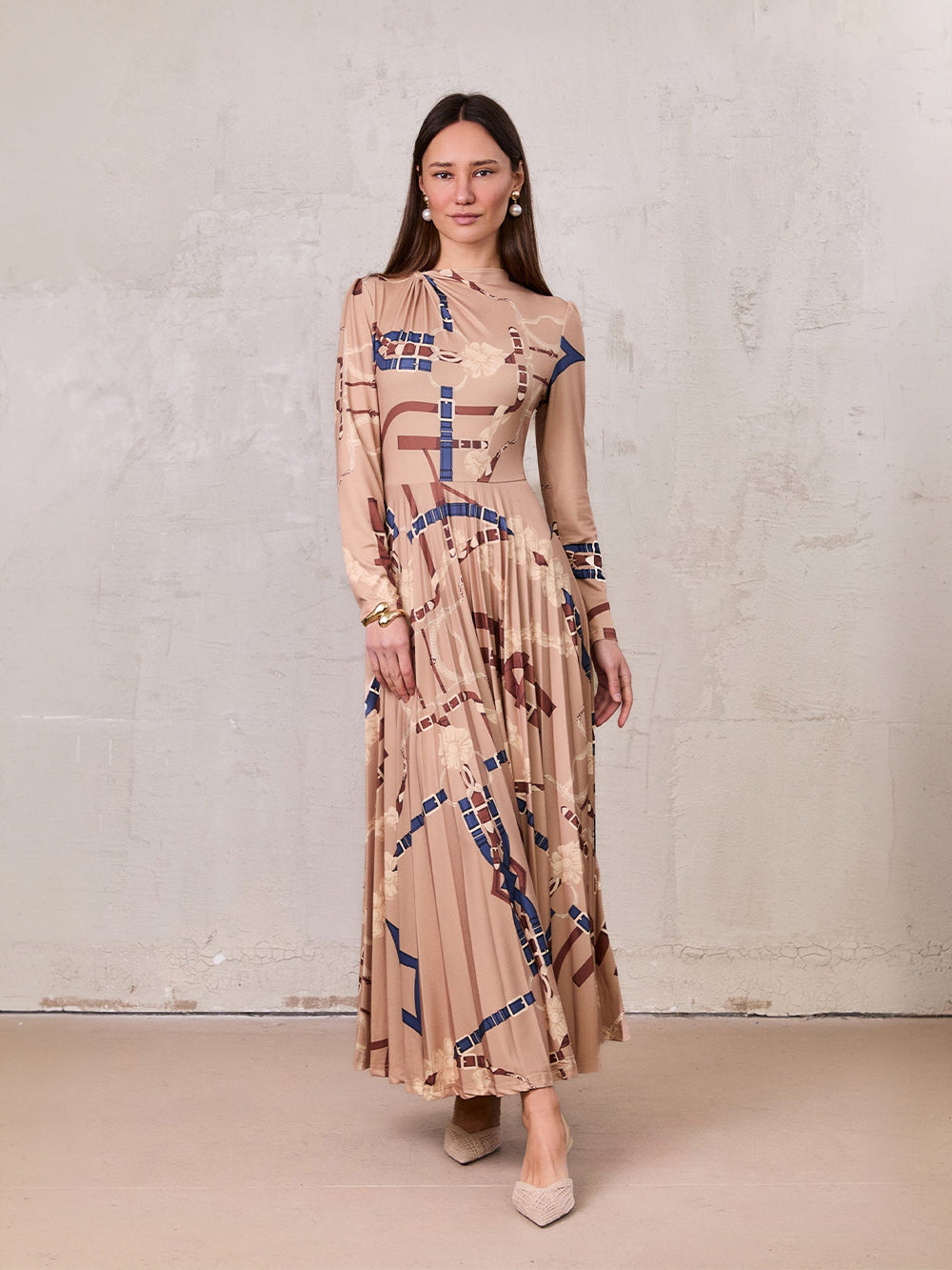 Side Knot Pleat Dress-Chain Design