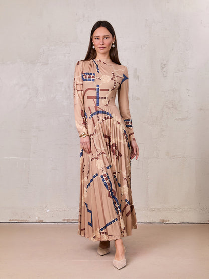 Side Knot Pleat Dress-Chain Design