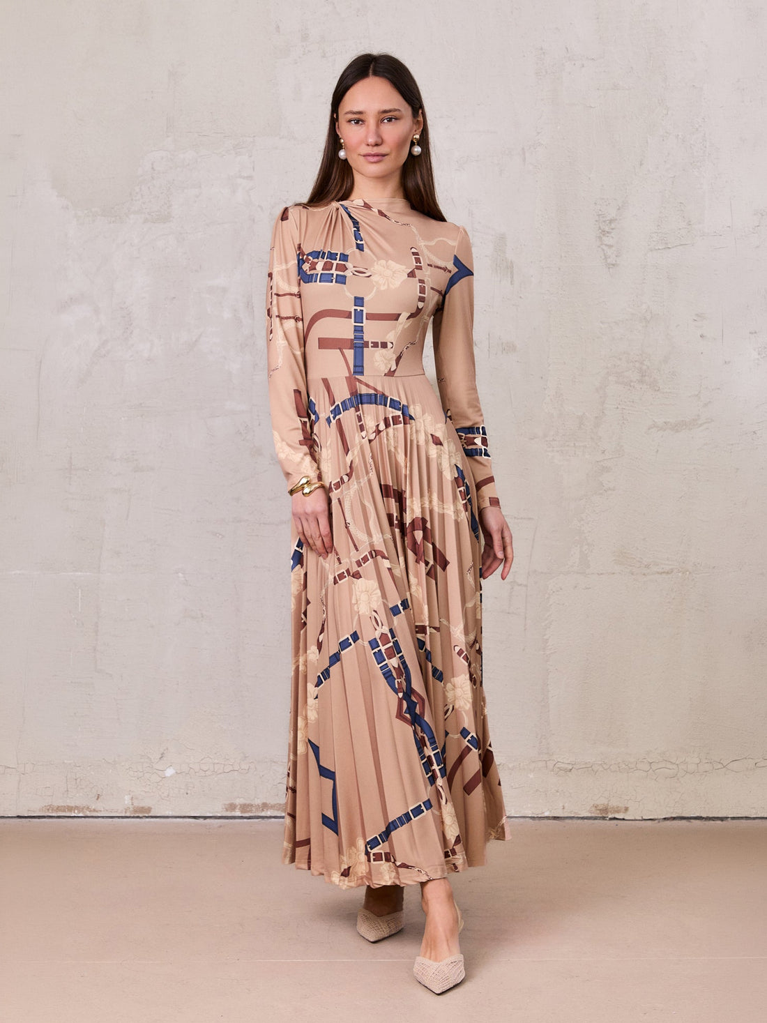 Side Knot Pleat Dress-Chain Design
