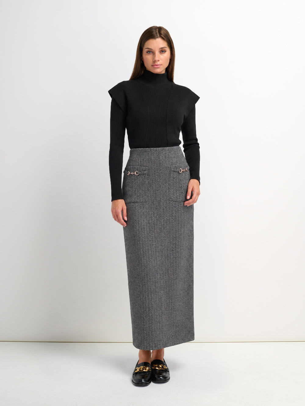 Side Ruffle Sweater - Black