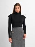 Side Ruffle Sweater - Black