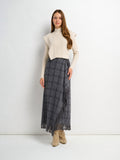 Tassel Mock Wrap Skirt - Grey Plaid