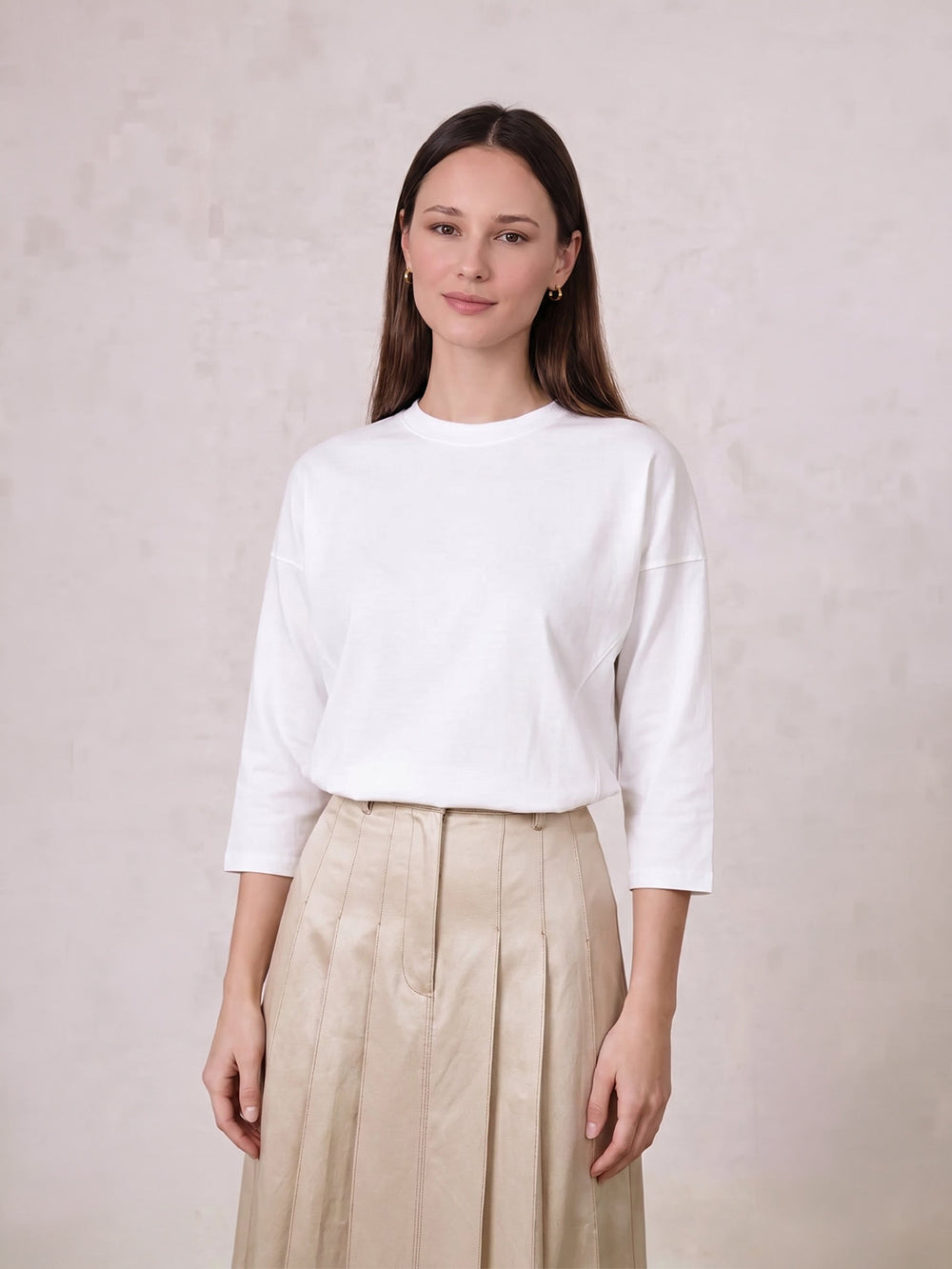 Side Seam Boxy Tee-White