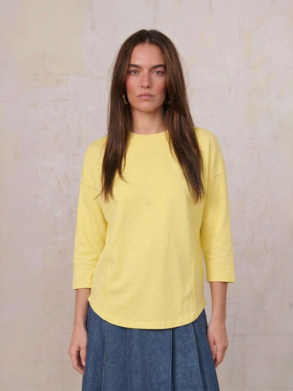 Side Seam Boxy Tee-Yellow