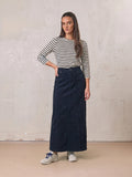 Side Seamed Twill Skirt-Black