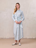 Side Tie Shirtdress-Stripe