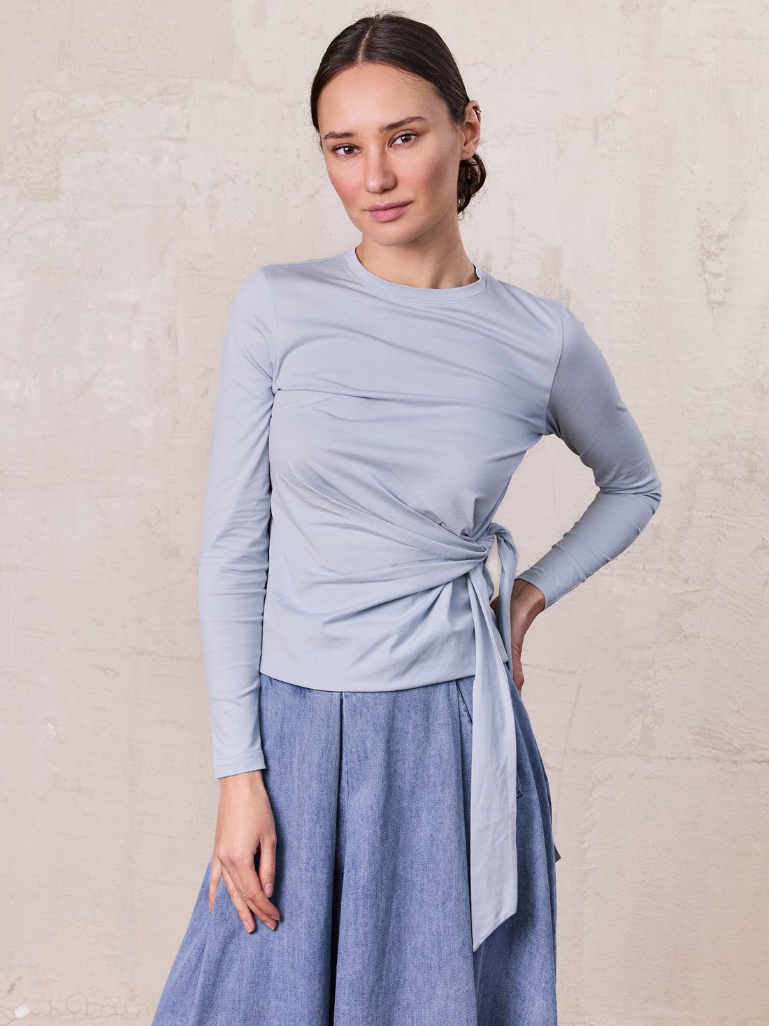 Side Tie T-Shirt-Blue