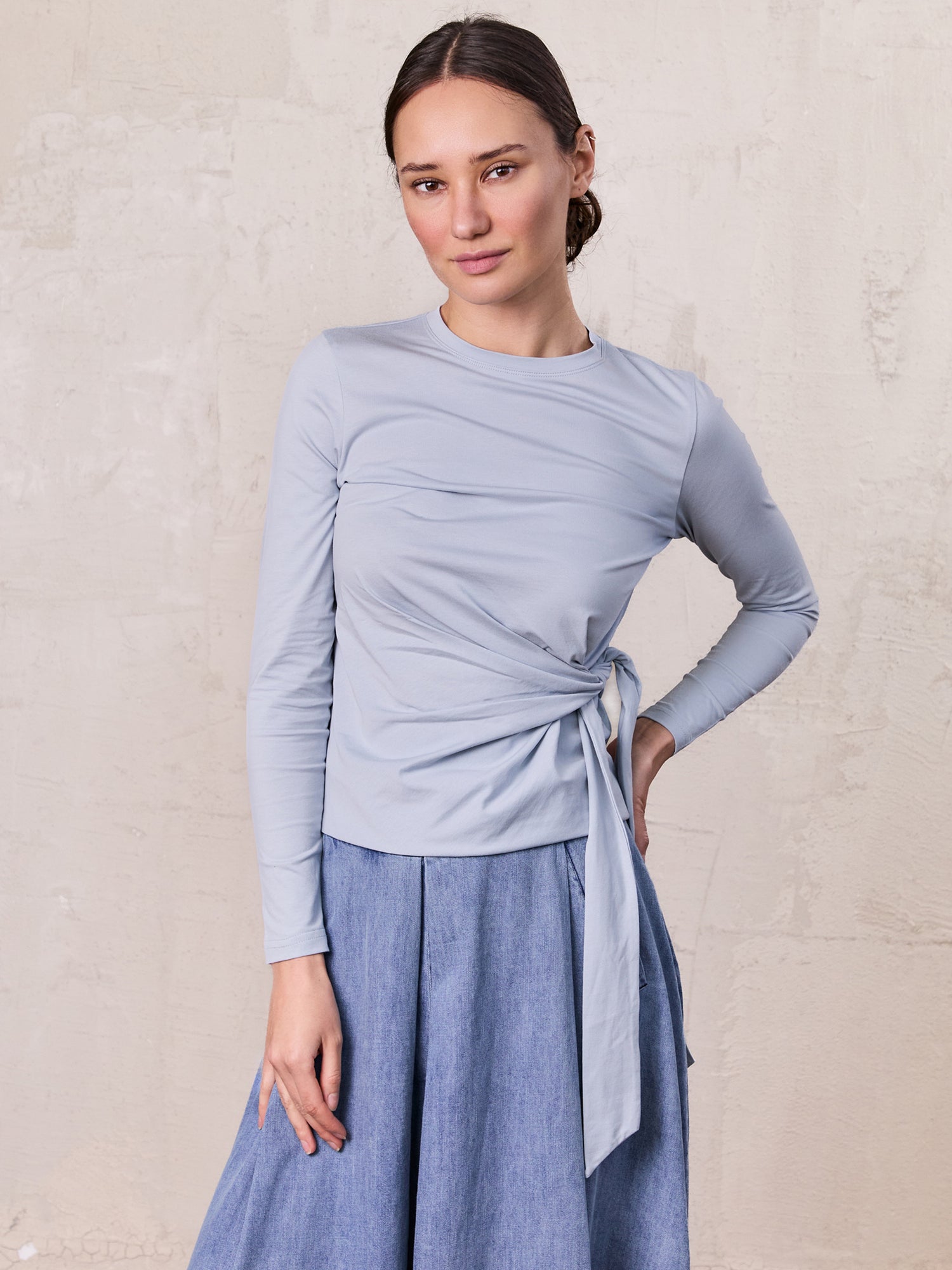 Side Tie T-Shirt-Blue