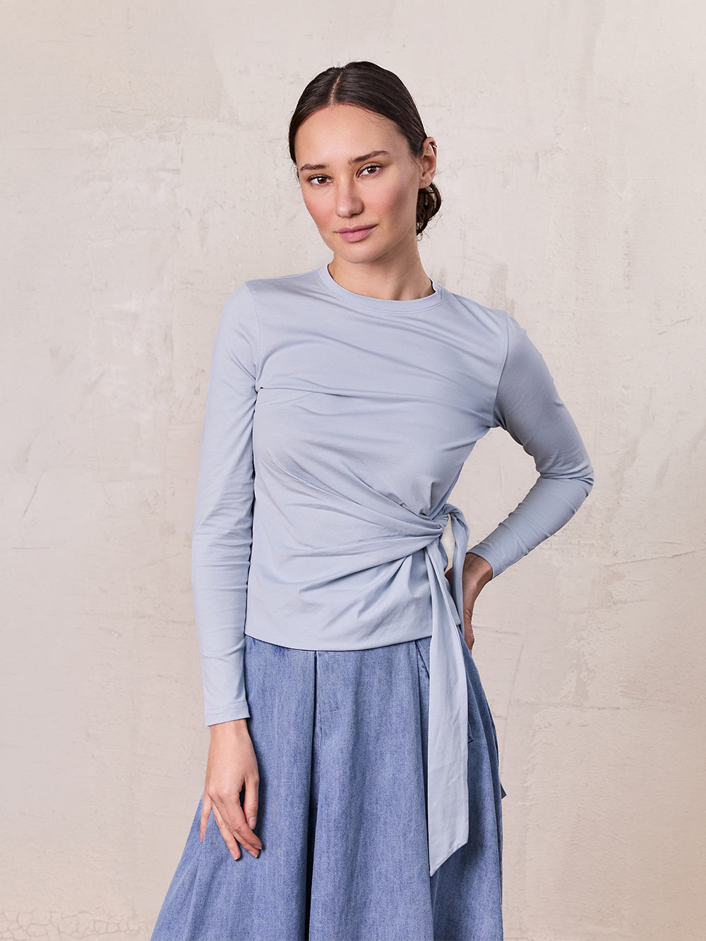 Side Tie T-Shirt-Blue