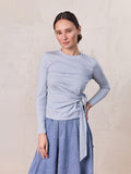 Side Tie T-Shirt-Blue