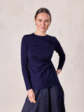 Side Tie T-Shirt-Navy