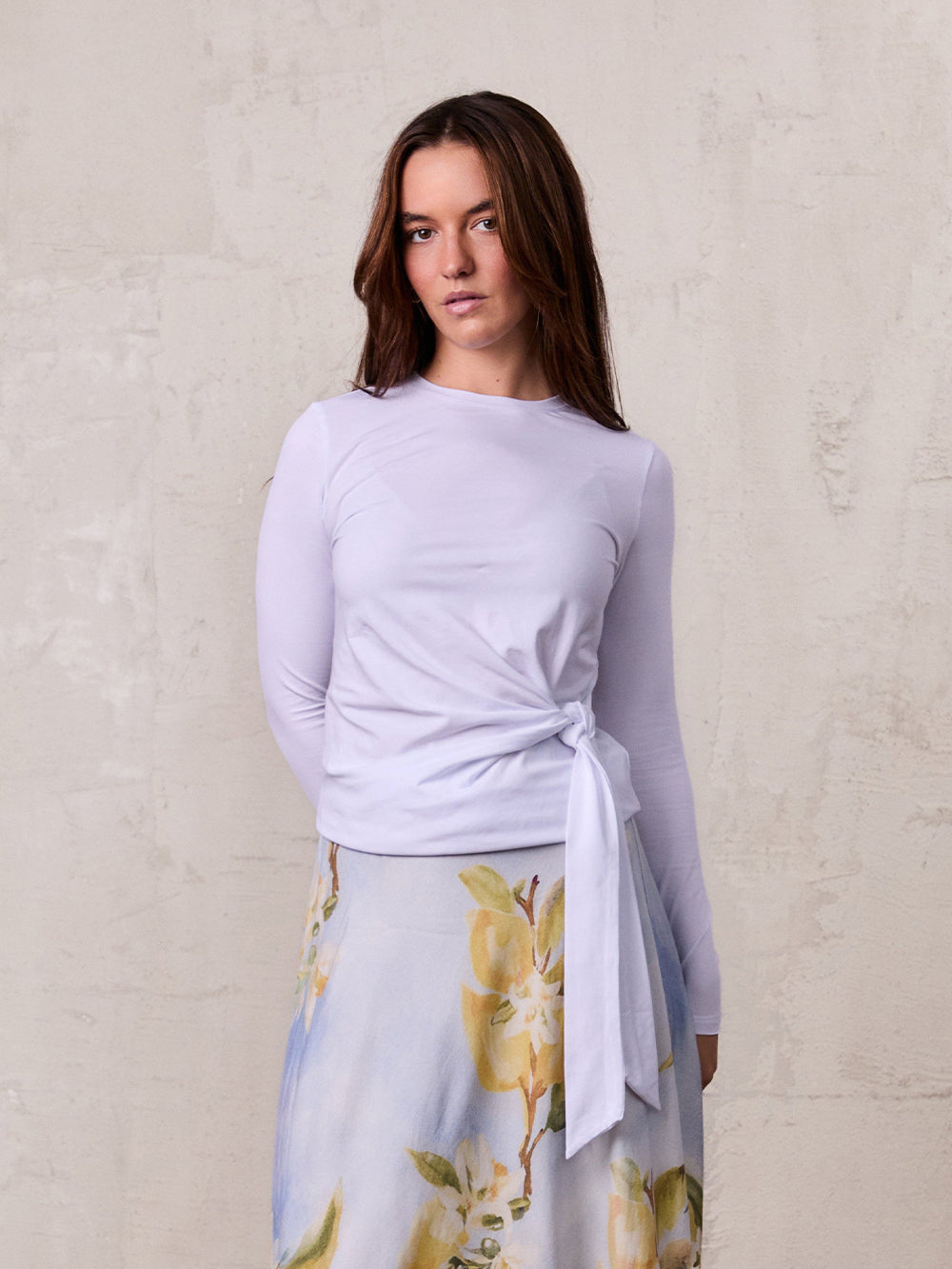 Side Tie T-Shirt-White