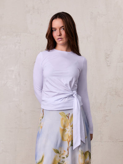 Side Tie T-Shirt-White