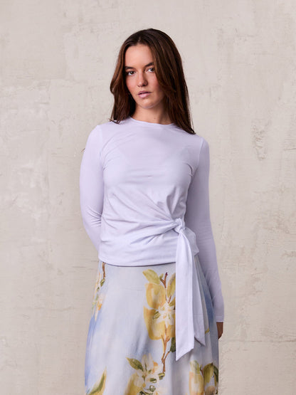 Side Tie T-Shirt-White