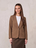 Silky Back Printed Blazer-Brown/Cream