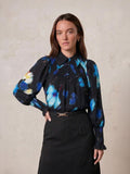 Smocked Blouse-Blue Floral