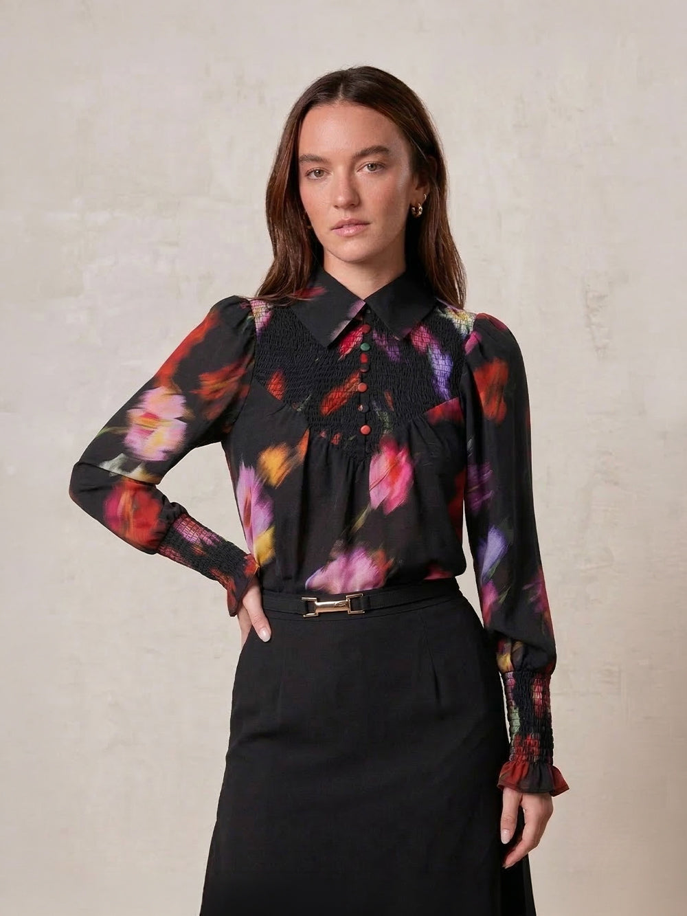 Smocked Blouse-Pink Floral