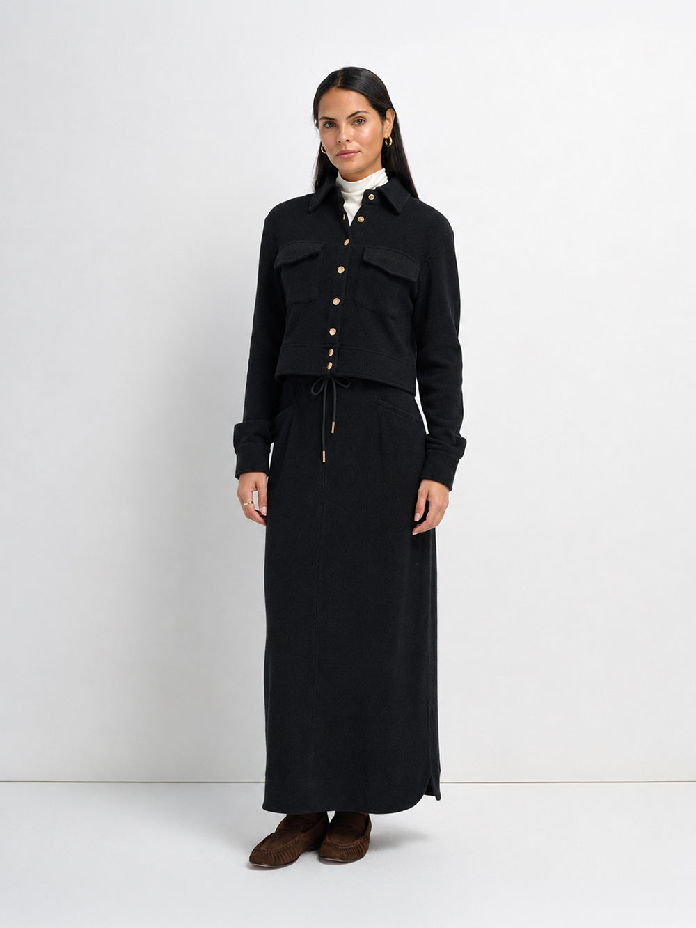 Soft Ribbed Crop Jacket - Black
