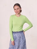 Soft Ribbed High V Tee-Bright Lime
