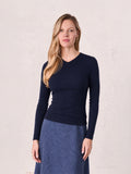 Soft Ribbed High V Tee-Dark Navy