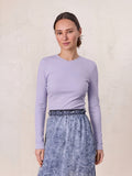 Soft Ribbed High V Tee-Lilac