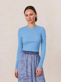 Soft Ribbed High V Tee-Sky Blue