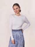 Soft Ribbed High V Tee-White