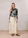 Solid Faux Satin Slip Skirt-Yellow