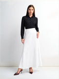 Solid Satin Slip Skirt-White