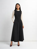 Stitch Down Pleat Jumper-Black