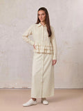 Straight Button Down Maxi Skirt-Cream 27 inch