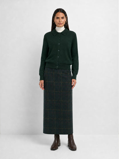 Straight Maxi Skirt - Green Plaid