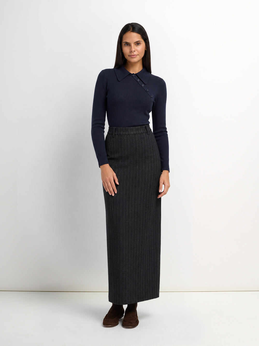 Straight Maxi Skirt - Pinstripe