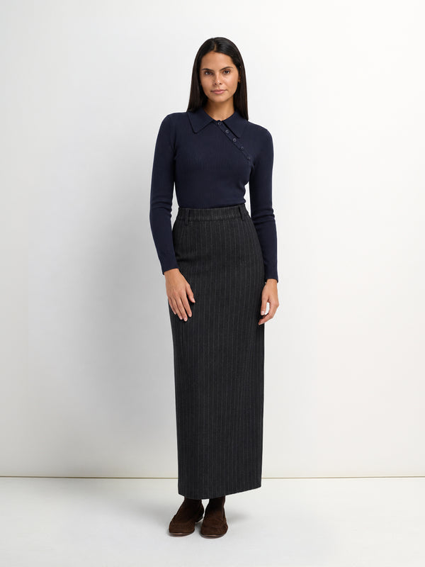 Straight Maxi Skirt - Pinstripe