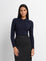 ASYMETRICALBUTTON COLLAR SWEATER NAVY