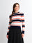 STRIPEDCABLE SWEATER NAVY WHITE ORANGE