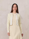 Striped Scalloped Edge Cardigan-Yellow/White