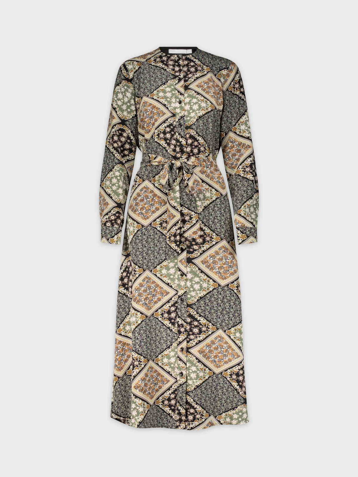 BELTED TRENCH DRESS-DIAMOND PAISLEY