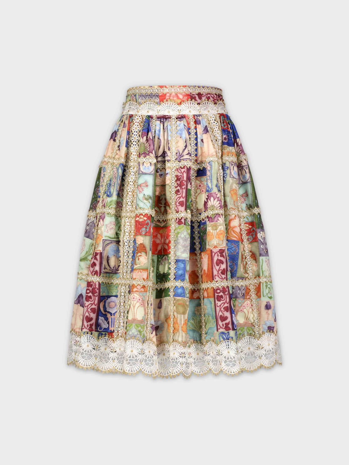 PATCHWORK LACE SKIRT-MULTI